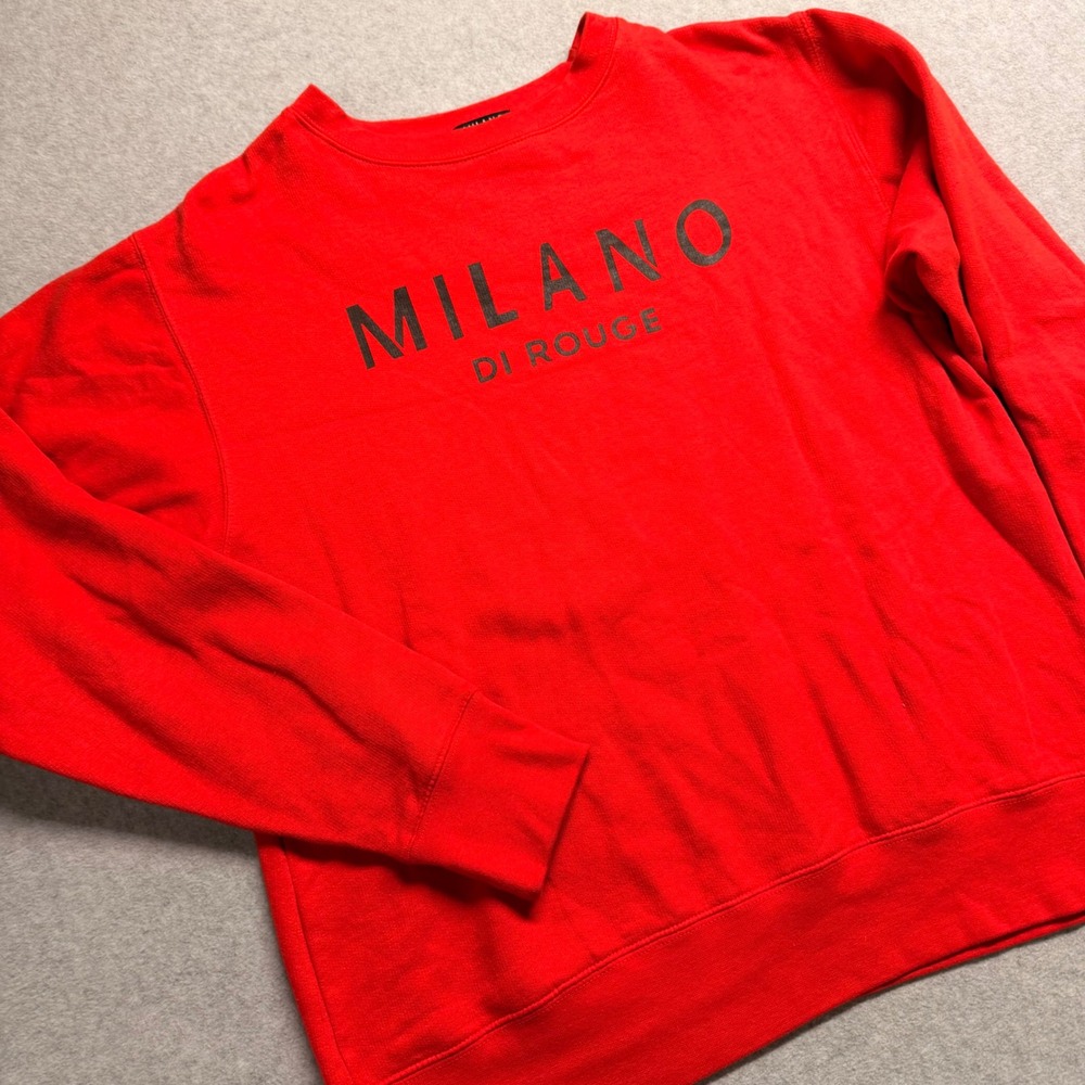 Milano Di Rouge Red Crewneck Sweatshirt Logo Graphic Pullover Small - Picture 2 of 7
